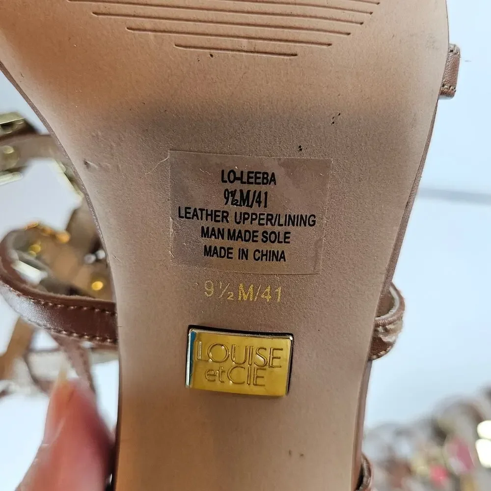 Louise et Cie Leather Strappy Block Heeled Sandals Leeba Women's 9.5‎ Party Work